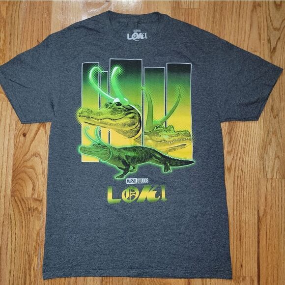 Marvel Loki Graphic Green Alligator Cotton Blend Tshirt Superhero Size Medium - Picture 1 of 4